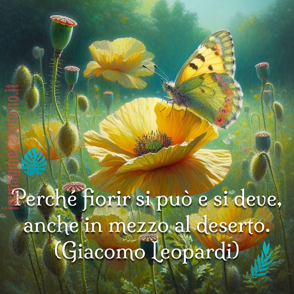 “Perché fiorir si può e si deve, anche in mezzo al deserto.”
Giacomo Leopardi